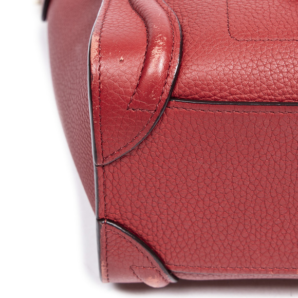 Celine Nano Luggage in Red Grained Leather - Picture 5 of 8